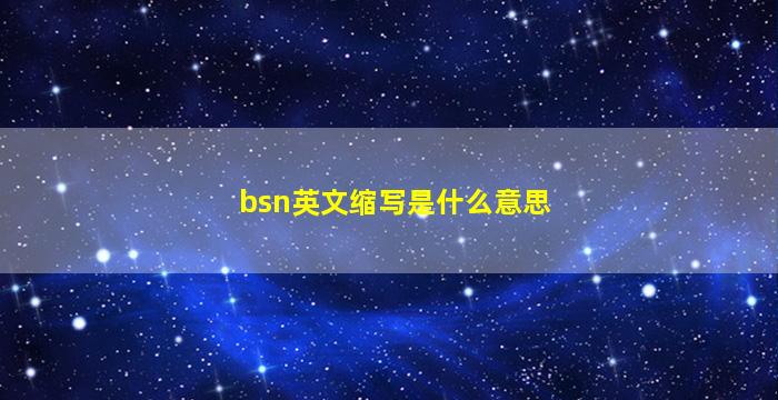 bsn英文缩写是什么意思